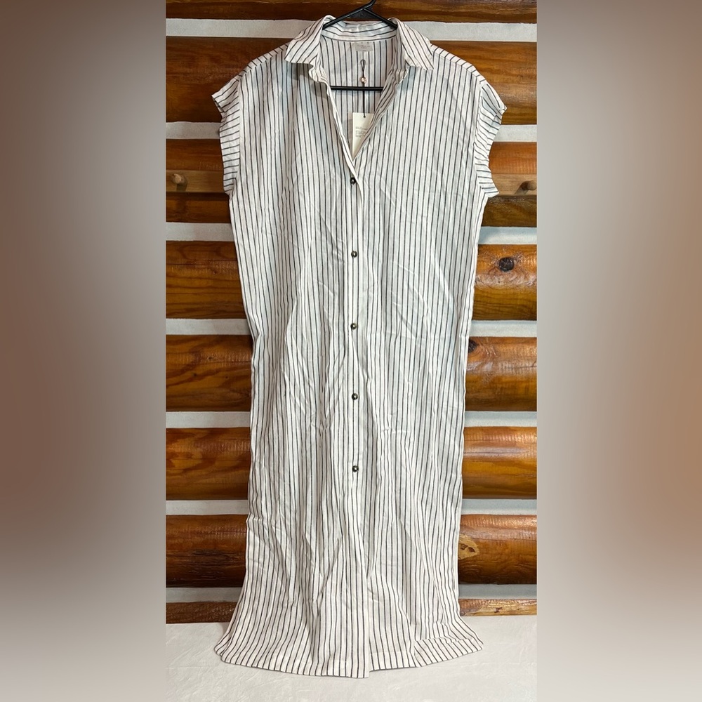 Calia Striped Button-Down Swim Coverup Womens xsmall‎